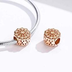 BAMOER 925 Sterling Silver Christmas Charms Snowflake Beads Charm Christmas Jewelry for Women