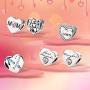 NINGAN Heart Mom Charms for Womens Charms Bracelet, 925 Sterling Silver Beads Fits Charm Necklaces, Happy Birthday Gifts for Women Girls Boy Men