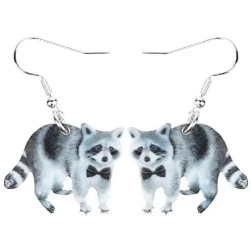WEVENI Acrylic Northern Raccoon Earrings Dangle Drop Lovely Jewelry For Women Girls Ladies Gifts