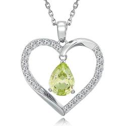 HAOSG 925 Sterling Silver Love Heart February Birthstone Created Amethyst Necklace Valentines Day Birthday Jewelry Gifts for Her Women Girls, 16''+2'' Adjustable Chain