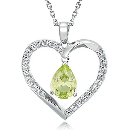 HAOSG 925 Sterling Silver Love Heart February Birthstone Created Amethyst Necklace Valentines Day Birthday Jewelry Gifts for Her Women Girls, 16''+2'' Adjustable Chain