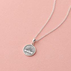 Boma Jewelry Sterling Silver Ocean Sunrise Sunset Circle Pendant Necklace, 18 Inches