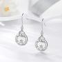 INFUSEU Sterling Silver Celtic Knot Dangle Earrings for Women Girls Irish Good Luck Charm Jewelry Gifts