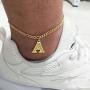 ChainsHouse Ankle Bracelets for Women Initial Anklet, 4.5MM 18K Gold Figaro Cuban Link Anklet Bracelet, Custom Name Gold Anklet with Initials, 22-27CM Adjustable, Send Gift Box