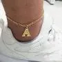 ChainsHouse Ankle Bracelets for Women Initial Anklet, 4.5MM 18K Gold Figaro Cuban Link Anklet Bracelet, Custom Name Gold Anklet with Initials, 22-27CM Adjustable, Send Gift Box