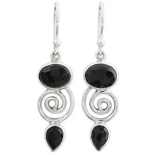 NOVICA Onyx .925 Sterling Silver Dangle Earrings Romantic Journey NOVICA Onyx .925 Sterling Silver Dangle Earrings Romantic Journey