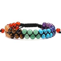 XIANNVXI 7 Chakra Yoga Meditation Bracelet Reiki Healing Crystal Stone Braided Bracelet Double Layer Natural Gemstone Beads Bracelets for Women Men