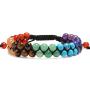 XIANNVXI 7 Chakra Yoga Meditation Bracelet Reiki Healing Crystal Stone Braided Bracelet Double Layer Natural Gemstone Beads Bracelets for Women Men