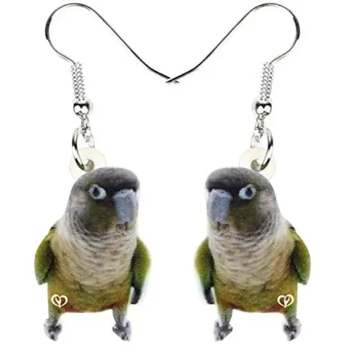 NEWEI Acrylic Green Cheek Parrot Bird Earrings Dangle Drop For Women Lovely Animal Ornamets Jewelry Charm Gifts