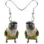 NEWEI Acrylic Green Cheek Parrot Bird Earrings Dangle Drop For Women Lovely Animal Ornamets Jewelry Charm Gifts