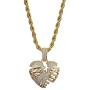 TOPGRILLZ Simualted Diamond CZ Hollow Skeleton Broken Heart Pendant Necklace Chain for Men Hip Hop Jewelry