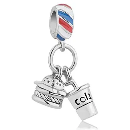 LovelyCharms Cola Burger Food Charm Dangle Bead for Bracelet LovelyCharms Cola Burger Food Charm Dangle Bead for Bracelet
