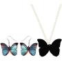 WEVENI Acrylic Monarch Butterfly Necklace and Earrings Morpho Butterfly Jewelry Sets Insect Dangle Drop Pendant for Women Girls Ladies