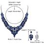 BriLove Wedding Bridal Jewelery Set for Women Crystal Teardrop Marquis Cluster Statement Necklace Dangle Earrings