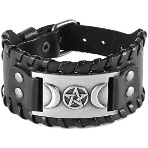 HZMAN Tree of Life Nordic Viking Bracelet with Yggdrasil Amulet - Pagan Jewelry of Moon and Star