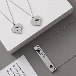 TRX-C Mother Daughter Necklace Dandelion Wishes Bar Necklace Jewelry Set Mother Daughter