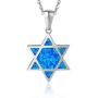 FANCIME Hanukkah Gifts Sterling Silver Created Blue Opal Star Necklace/Dangle Earrings/Bracelet Charm Danity Fine Jewelry for Women