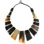 Bling Jewelry Natural Buffalo Horn Boho Tribal Fan Bib Collar Statement Necklace for Woman Adjustable