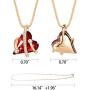 Eterstarly Wish Stone Pendant Necklace with Red Birthstone Heart Crystal, 18K Rose Gold Plated, 16.4'' + 2''