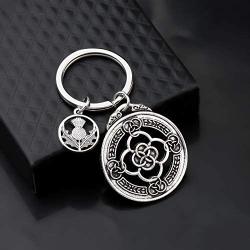 BAUNA Outlander Keychain Sassenach Inspired Gift for Women Man Outlander Fans Gifts Scotland Thistle Jewelry