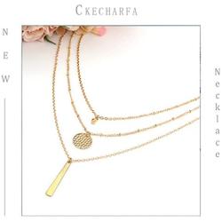 Ckecharfa Layered Cross Pendant Necklace Gold Jesus Necklaces Chain Beaded Choker Chains Adjustable Jewelry for Women and Girls