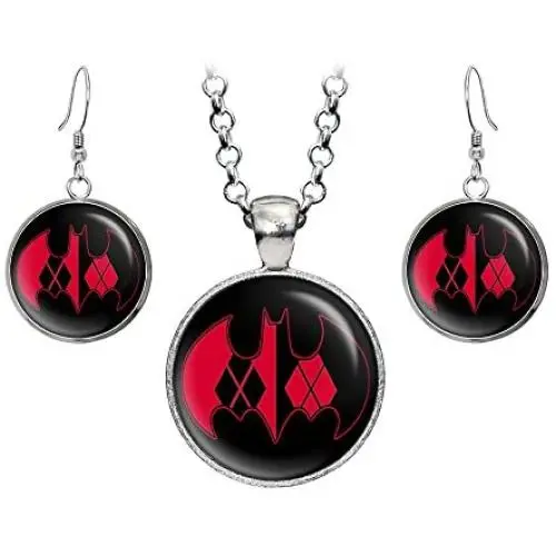 Wearable Treasures Batman Harley Quinn Necklace, Suicide Squad Justice League Necklace, Superman Earrings, DC Comics Pendant Jewelry, Wedding Party, Geek Gift Geeky Gifts Nerd Nerdy Presents Wearable Treasures Batman Harley Quinn Necklace, Suicide Squad Justice League Necklace, Superman Earrings, DC Comics Pendant Jewelry, Wedding Party, Geek Gift Geeky Gifts Nerd Nerdy Presents