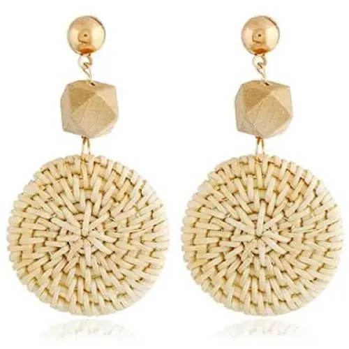 KITTENSXC Rattan Drop Earrings Handmade for Women Wicker Braid Drop Dangle Earring Fashion Jewelry Lightweight Statement Earrings KITTENSXC Rattan Drop Earrings Handmade for Women Wicker Braid Drop Dangle Earring Fashion Jewelry Lightweight Statement Earrings