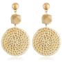 KITTENSXC Rattan Drop Earrings Handmade for Women Wicker Braid Drop Dangle Earring Fashion Jewelry Lightweight Statement Earrings