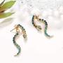 Boaccy Crystal Earrings Snake Earring Jackets Ear Drop Green Jewelry for Women and Girls
