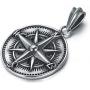 HIJONES Mens Stainless Steel Round Compass Pendant Necklace Vintage Chain, Chain Included