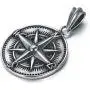 HIJONES Mens Stainless Steel Round Compass Pendant Necklace Vintage Chain, Chain Included HIJONES Mens Stainless Steel Round Compass Pendant Necklace Vintage Chain, Chain Included