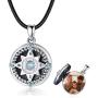 Locket Necklace That Hold Photos, 925 Sterling Silver Compass Locket with Genuine Moonstone, Engraving ''Always in my heart'' Locket Pendant Necklace, Inspirational Compass Jewelry Mother Day Birthday Gift for Women Teens Daughter with Gift Box
