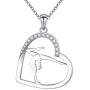 S925 Sterling Silver Gymnastics Sport Love Heart Charm Pendant Necklace Inspirational Jewelry Gifts for Women，Gymnasts, Coaches