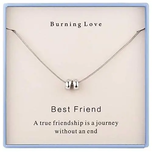 Best Friend Necklaces Sterling Silver 2 Bead Necklace for Best Friends, Sister Gifts from Sister, BFF Gifts Best Friend Necklaces Sterling Silver 2 Bead Necklace for Best Friends, Sister Gifts from Sister, BFF Gifts