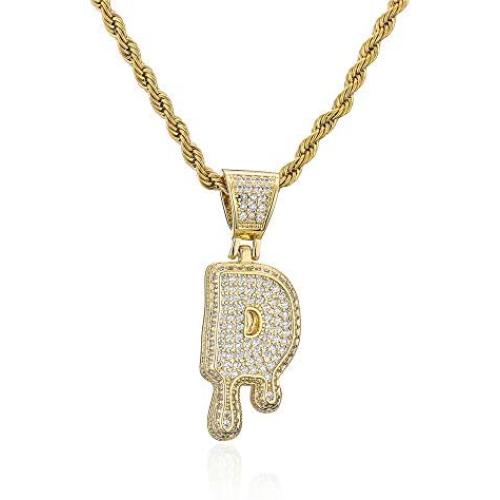 cmoonry Original Design Irregular Initial Necklace 24'' Gold Twist Chain 26 Letters Pendant Necklace for Men Women Hip Hop Jewelry Party Gift