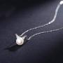 HZJCC Artificial pearls pendant cat necklace for women white gold plated chain Adjustable necklace Jewelry gift