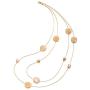 COOLSTEELANDBEYOND Elegant Gold Statement Necklace Two-Strand Long Chain with Blue Cube Crystal Beads and Circle Charms