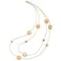COOLSTEELANDBEYOND Elegant Gold Statement Necklace Two-Strand Long Chain with Blue Cube Crystal Beads and Circle Charms COOLSTEELANDBEYOND Elegant Gold Statement Necklace Two-Strand Long Chain with Blue Cube Crystal Beads and Circle Charms
