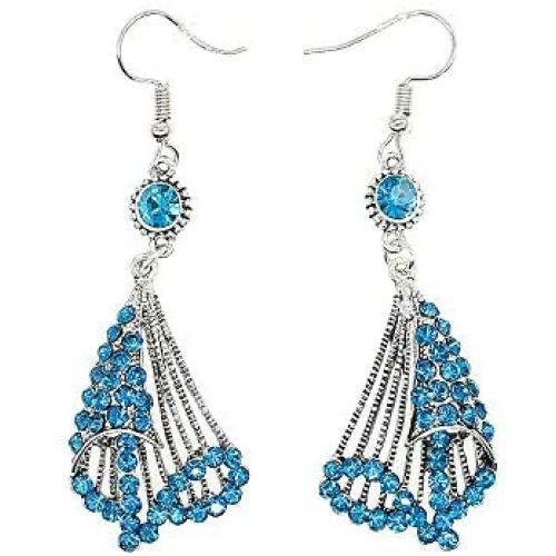 Bohemian Vintage Dangle Earrings Retro Rhinestone Earrings Antique Silver Ethnic Gypsy Tribal Indian Bollywood Crystal Drop Earrings Jewelry for Women Girls