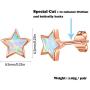 Rose Gold Star Earrings for Girls, Hypoallergenic Fire Opal Stud Earrings For Women ARSKRO S925 Sterling Sliver Little Small Tiny Cute Earring Jewelry Gifts for Sensitive Ears Toddlers Kids