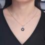 CiNily Rose Flower Pendant Necklace for Women Girls White Fire Opal Jewelry 18K White Gold Plated Enamel Flower Gemstone Pendant Necklace