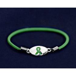 Fundraising For A Cause | Green Ribbon Awareness Stretch Bracelets - Inexpensive Bracelets for Organ Donation, Cerebral Palsy, Liver Cancer, Mental Health Awareness, Bipolar Awareness and Gift-Giving