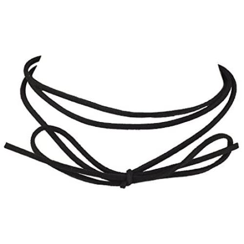 LUX ACCESSORIES Plain Black Suede Cord Wrap Choker Necklace