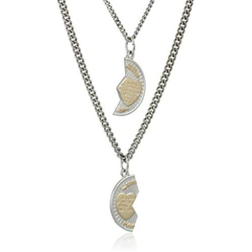 Sterling Silver Mizpah Medal Necklace with Stainless Steel Chains, 20'' and 24''