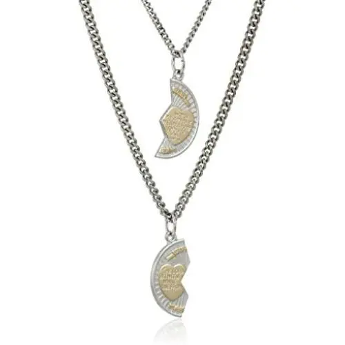 Sterling Silver Mizpah Medal Necklace with Stainless Steel Chains, 20'' and 24''