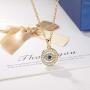 Obidos Evil Eye Pendant Necklace Turkish Rose Gold Turquoise Necklace Lucky Jewelry for Girls and Women Faith Protection Rhinestone Necklace