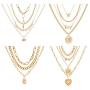 4PCS Gold Dainty Link Layered Chain Necklace Set Boho Choker with Lock,Coin,Evil Eye,Moon & Star,Compass Pendant Initial Necklaces Chunky Curb Link Paperclip Jewelry for Gift 4PCS Gold Dainty Link Layered Chain Necklace Set Boho Choker with Lock,Coin,Evil Eye,Moon & Star,Compass Pendant Initial Necklaces Chunky Curb Link Paperclip Jewelry for Gift