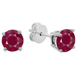 Dazzlingrock Collection 14K 5 MM Each Round Ladies Solitaire Stud Earrings, White Gold