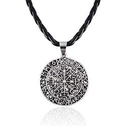 WUSUANED Vintage Viking Amulet Compass Pendant Necklace Gift for Pirate Traveler