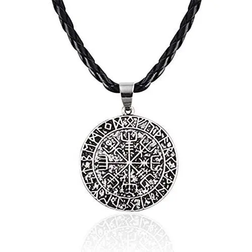 WUSUANED Vintage Viking Amulet Compass Pendant Necklace Gift for Pirate Traveler WUSUANED Vintage Viking Amulet Compass Pendant Necklace Gift for Pirate Traveler